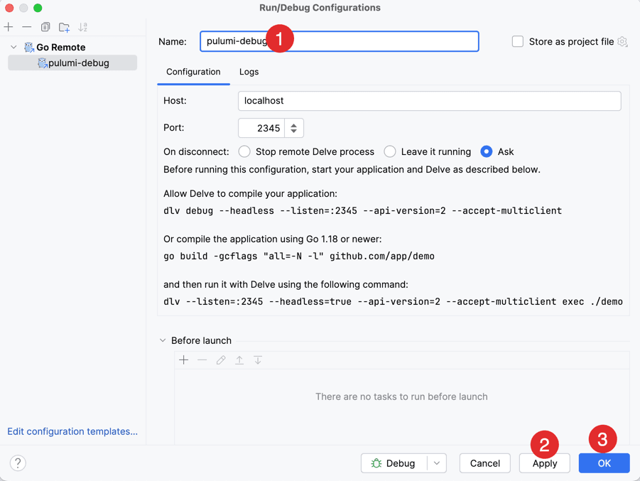 GoLand Remote Debug Configuration